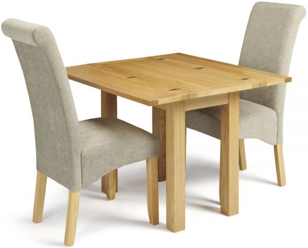 3 Serene Brent Oak Dining Set Extending with 2 Kingston Sage Plain Fabric Dining Chairs