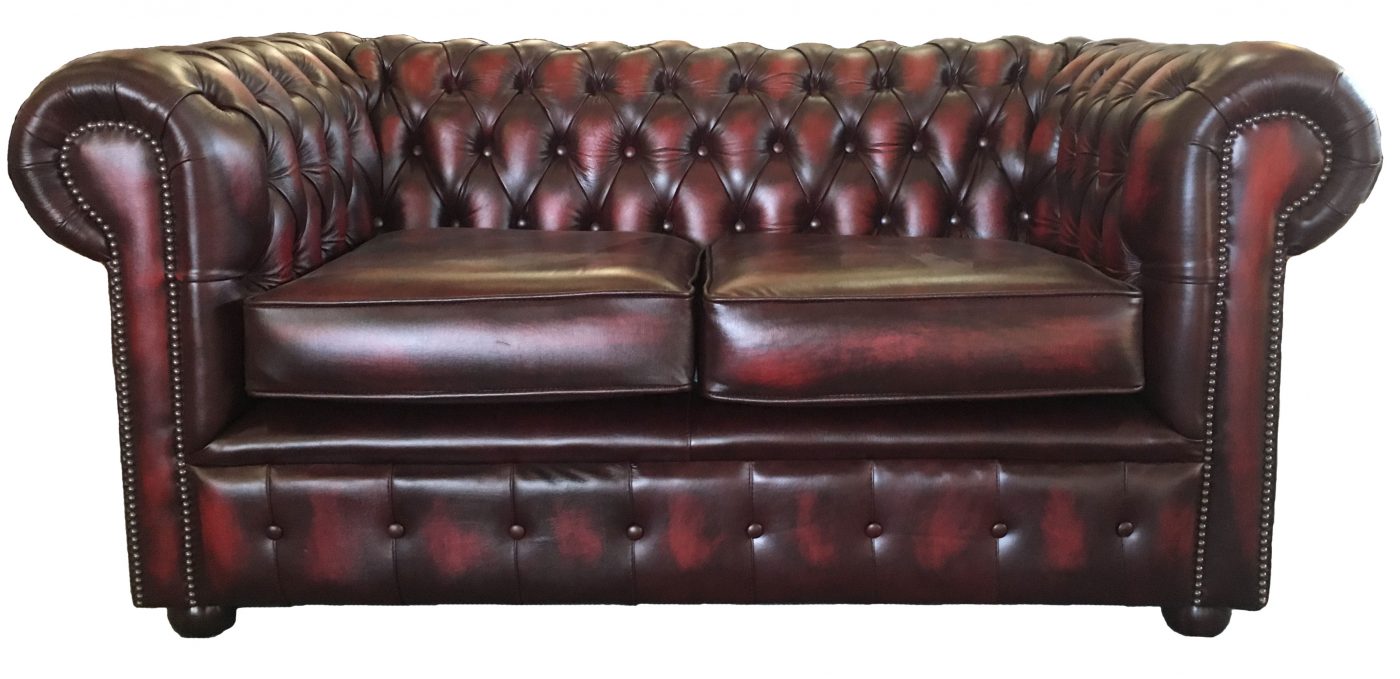 chesterfield two seater sofa red 01