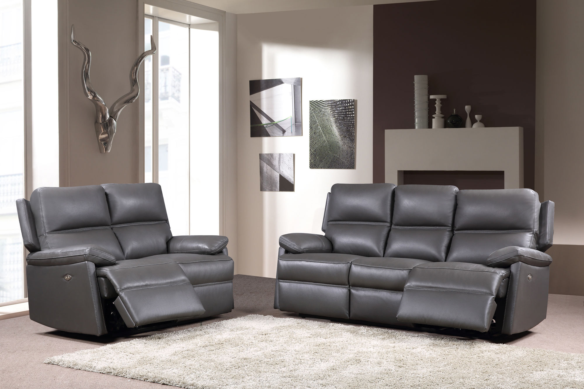 bailey leather effect sofa