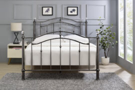 modern white bed with black metal frame | Kent Beds and Sofas